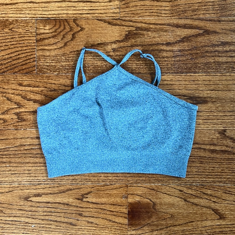 Amazon Heather Gray Halter Sports Bra